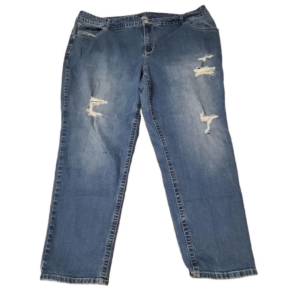 Lane Bryant Plus Skinny Distressed Medium Wash Jeans Size 28